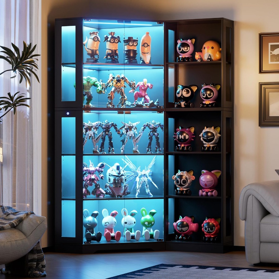 Storage & Organization - Corner display curio cabinet with glass