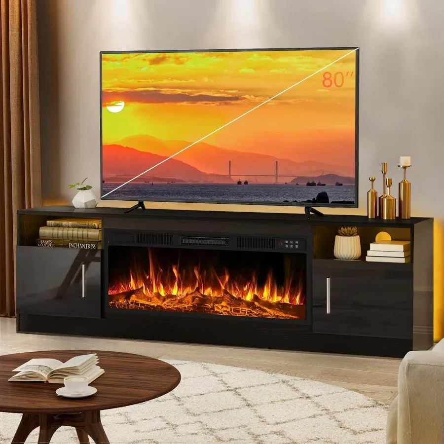 Storage & Organization - Living room TV stand with fireplace,