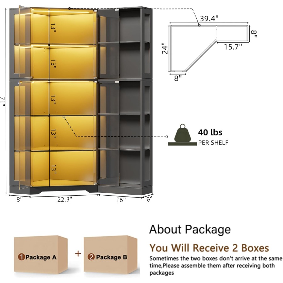 Corner display curio cabinet w - огляд і ціна Storage & Organization